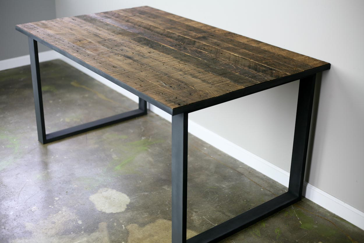 Dining Table Desk Reclaimed Wood Steel Industrial Vintage